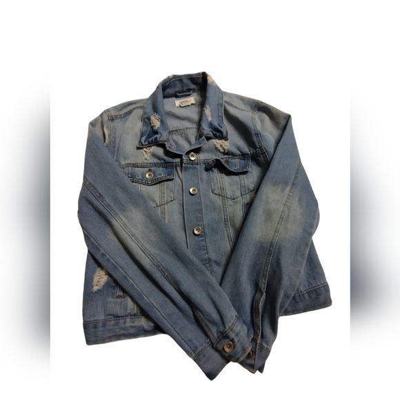 Ci Sono frayed medium weight blue jean jacket Size XL - Picture 3 of 6